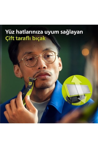 Philips Oneblade Yüz İçin Hibrit Tıraş Makinesi Sakal Şekillendirici 5'i 1 Arada Ayarlanabi