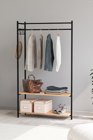 Bofigo Konfeksiyon Askısı Ayaklı Askılık Elbise Askılığı Raflı Askılık Jüpiter Çam Çam