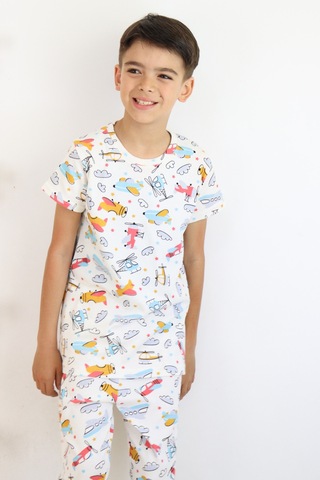 Harika Kids Erkek Çocuk Baskılı Pamuklu Penye Kumaş Pijama Takımı 001