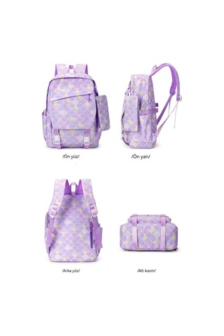 İlkokul Ve Ortaokulul Öğrencileri İçüç Parçalı Okulul Çantasıseti-mor Mor