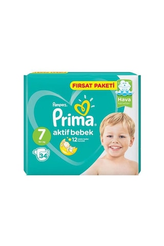 Prima Pampers Aktif Bebek Fırsat Paketi XX Large Bebek Bezi 15+ KG 7 Beden 10 x 34 Adet 10'lu