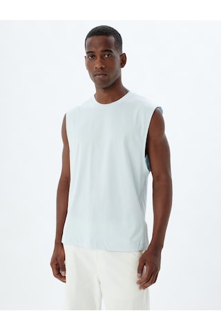 Koton Basic Kolsuz Tişört Bisiklet Yaka Pamuklu Mavi 4sam30042mk Mavi