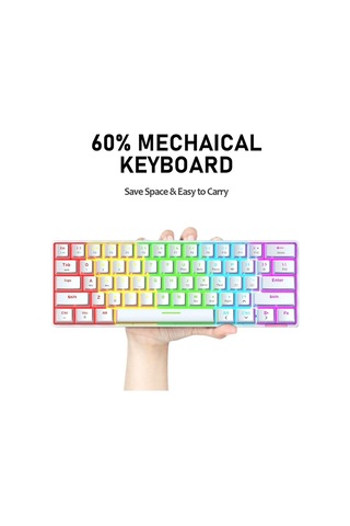 Stk61 Beyaz Rgb Ledli Tam Mekanik Kahverengi Switch Gaming Bluetooth Kablosuz Oyuncu Klavyesi