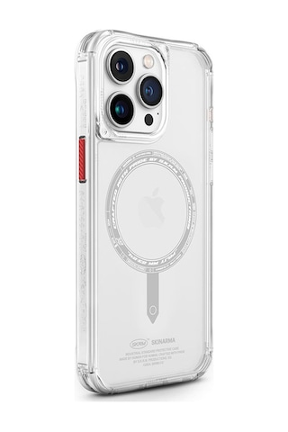 Apple Uyumlu iPhone 15 Pro Max Kılıf Skinarma Şeffaf Airbag Tasarım Magsafe Şarj Özellik Saido Kapak Siyah