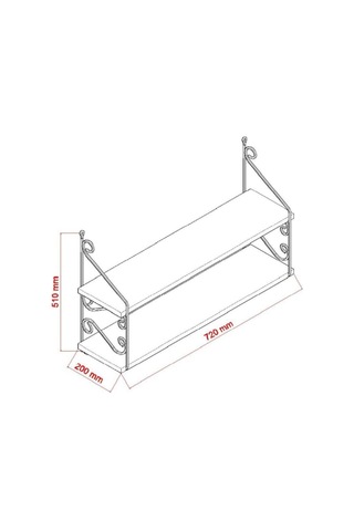 Decormet Seramoni Raf Seti 2 Raflı 200 720 Ceviz Çok Renkli