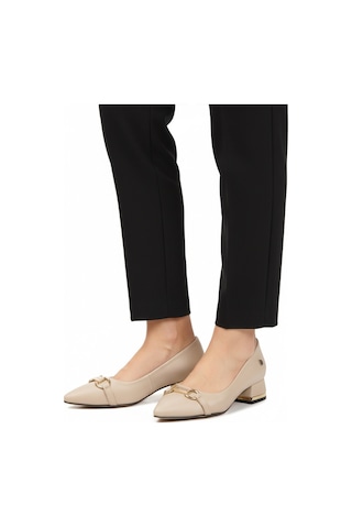 Bej Saten Dar Kalıp Kadın Abiye Ayakkabı Pc-55197 Z Bej Saten
