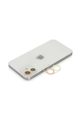 Apple İphone 12 Mini Renkli Kamera Lens Koruma Cam - Sarı-turuncu