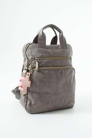 Baginn Vegan Deri Kadın Sırt Çantası Laptop-evrak Sırt Çantası 33 25 Cm Işıklı Charm Hediyeli Gri