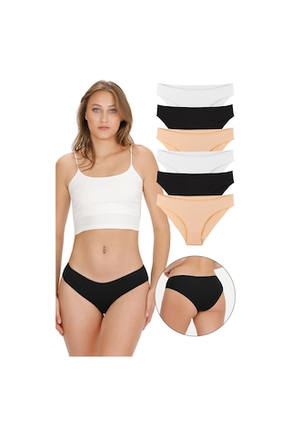 Sensu Kadın Beli Lastikli 6'lı Slip Külot Çok Renkli Karışık