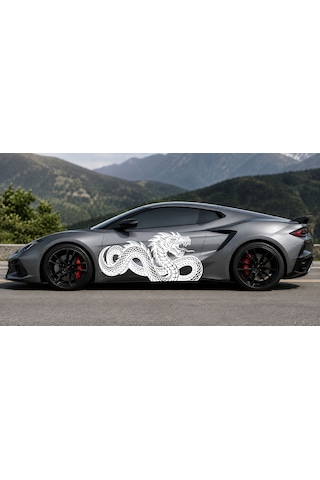 Ejderha Dragon Sticker - Araba Oto Motosiklet Karavan Sticker - 00237 60X27 Cm-Siyah