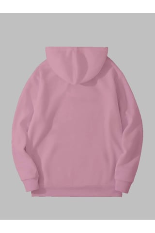 Harmandar Üç İplik Vampurr Kedi Baskılı Unisex Pembe Kanguru Cepli Kapüşonlu Sweatshirt Hoodie Vampurrpembesweat