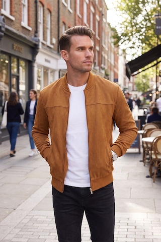 Rizzup Erkek Slim Fit Likralı Taba Süet Ceket Kırışmayan Ütü Gerektirmeyen Mevsimlik Mont 2504334