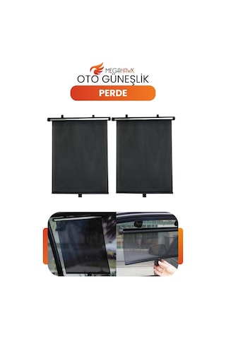 Araç Cam Güneşlik Perde Otomatik Makaralı 2 Li Set 36x45 Cm Uv Koruyucu