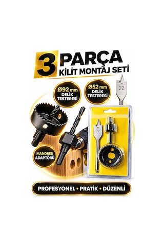 3 Parça Kilit Montaj Seti Ahşap Uç Kapı Kilit Açma