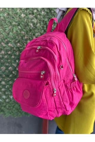Mega Lüx Krinkıl Kumaş Lise Ve Ortaokul Sırt Çantası Pembe