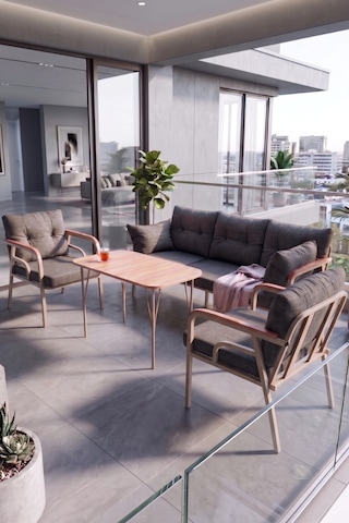 Ekon Serisi 1. Sınf 3+1+1 Ve 1 Adet Orta Sehpa 2 Yastıklı Bahçe Balkon Oturma Koltuk Takımı Cappucino İskelet Gri Minder