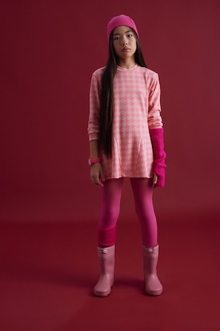 Luess Kız Çocuk Pembe Jakarlı Yumuşak Dokulu Elbise - Pembe