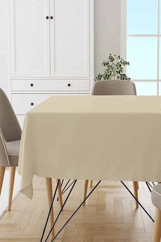 Krem Sade Düz Leke Tutmaz Premium Masa Örtüsü Mso002n11