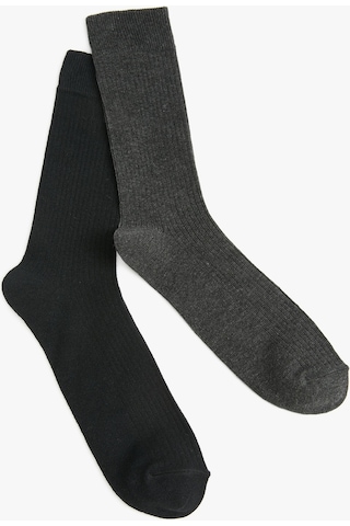 Koton Basic 2'li Soket Çorap Seti Çok Renkli Antrasit 4wam80406aa 4WAM80406AA931 Antrasit
