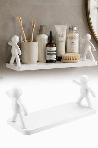 Çöp Adam Tasarımlı Yapışkanlı Banyo Rafı Şampuan Kozmetik Baharat Organizer Raf Diğer
