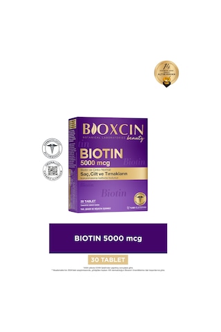 Bioxcin Biotin 5.000 Mcg 30 Tablet - Biotin Çinko 15 Mg Saç Ve Tırnak Vitamini