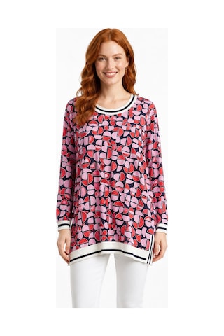 Neden Tekstil Kadın Geometrik Desenli Uzun Kollu Tunik T-shirt - Çok Renkli