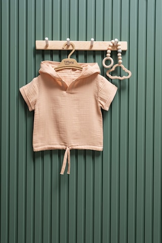 Miababy Unisex Müslin Kapüşonlu Tişört 6 Ay 3 Yaş %100 Pamuk Bej