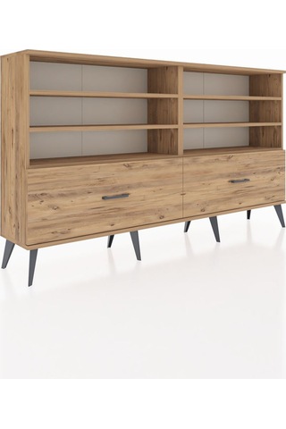 Arges Konsol 6 Raflı 2 Çekmeceli 176x30x99 Çam-çam Çam-çam