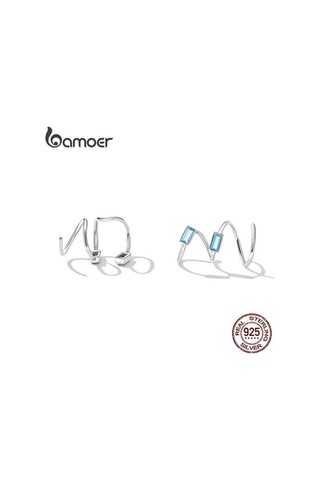 Novahub Bamoer 925 Ayar Gümüş Mavi Taş Kulak Kancası, Geometrik Çiviler, Kadınlar İçin Trendy Takı, Parti Hediye B / Çok Renkli