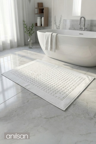 Beyaz Stepia Ayak Havlusu - 50x70 Cm, 245 Gr, %100 Pamuk, Spa Ve Otel Banyo Paspası Beyaz