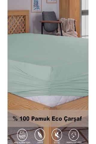 Penye Lastikli Çarşaf, 100 200 Tek Kişilik %100 Pamuk Örme Kumaş, 145 Gr/m² Yeşil