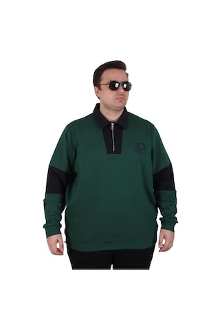 Starbattal Büyük Beden Polo Yaka Fermuarlı Sweat Double Face 25709 Neftı Neftı