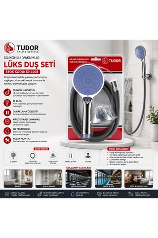 Milano Vakumlu - Silikon Lüks Duş Seti Duş Başlık Mix Silikon Hortum 1.5mt Mafsal 3 Kademe 50001 000 Açık Krem