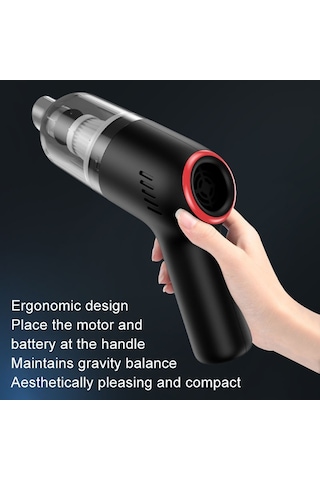 Kablosuz Şarj Araba Elektrikli Süpürge Mini El Yüksek Güçlü Islak Ve Kuru Elektrikli Süpürge, Renk: Siyah