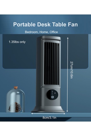 Jialan Yatak Odası Için 10'' Kule Vantilatör, 3 Hızlı Kanatsız