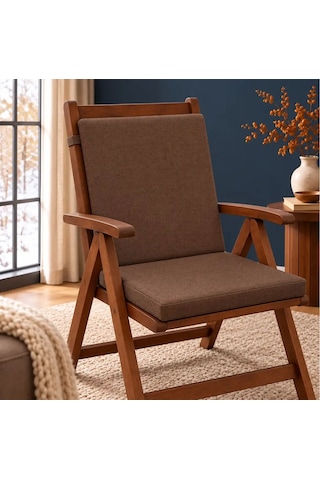 Tek Parça Sırtlıklı Sandalye Minderi 80 40 4 Cm Kahverengi 80 40 4 Cm Açık Bej