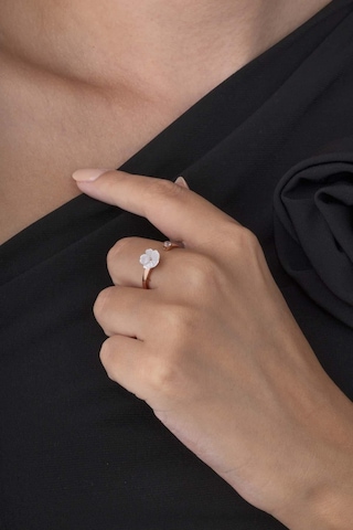 Gümüş Pazarım Manolya Çiçeği Kadın 925 Ayar Gümüş Yüzük Altın - Gümüş