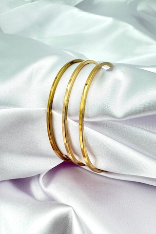 Üçlü Ajda Çelik Bilezik - Gold Renk Gold