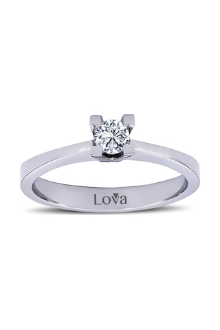 Lova F Renk 0,21 Karat Pırlanta Tektaş Yüzük - HRD Sertifikalı