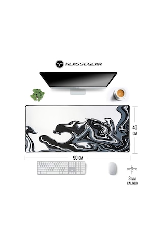 Klasse Pro - 10 Farklı Model Dikişli Kenar 90x40 Cm Oyuncu Gaming Mouse Pad Dark Fade, 90x40 Cm