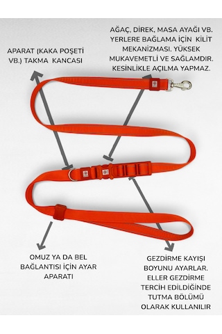 Caramelos Hands-free Eller Serbest Gezdirme Kayışı- Köpek Gezdirme Kayışı - Eller Serbest- Köpek Gezdirme İpi Turuncu