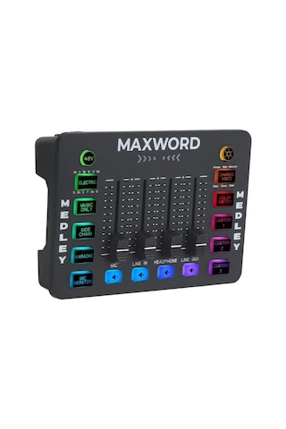 Maxword Medley Gaming Canlı Yayın Stüdyo Kayıt Rgb Ses Kartı Dj Mixer Telefon Pc Uyumlu