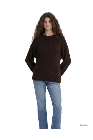 Trikonova Oversize Triko Kazak Kahverengi