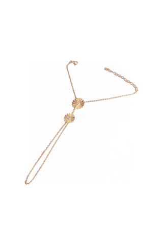 Taşsız İkili Papatya Desenli Gümüş Şahmeran Bileklik - Rose Gold