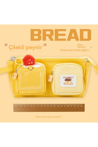 Sevimli Büyük Kapasiteli Kalem Kutusu Peynir Sarı