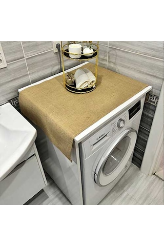 Laundry Duck Keten Su Geçirmez Ve Kirlenmez Çamaşır Makinesi - Buzdolabı - Bulaşık Makinesi Örtüsü Naturel - Kahverengi