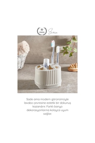 Banyoseti Setüstü Diş Fırçalık Sabunluk Plastik Bej Banyo Düzenleyici Organizer Diş Macunluk Aksesu Çok Renkli