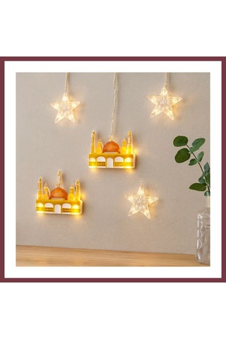 Storeşahin Ramazan Led Perde Lamba 3m Fişli, Eklemeli - Sarı Cami Ve Yıldız Shn0720