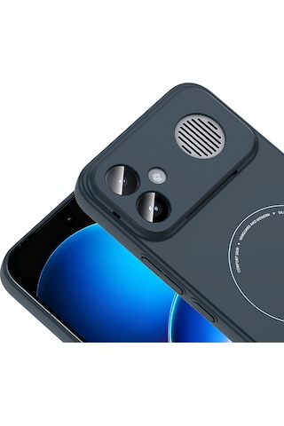 Xiaomi Poco F8 Ultra Kılıf M-safe Şarj Özellikli Kamera Korumalı Sert Pc Elio Kapak Lacivert