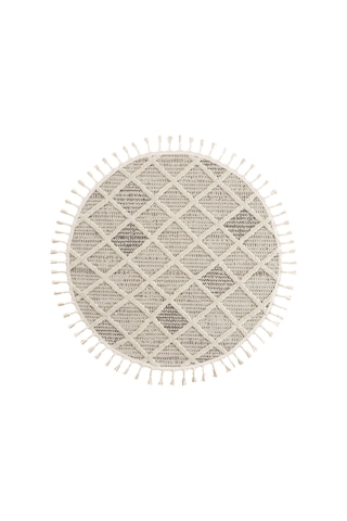 Cool Halı Bress 1411 Krem Kolay Kullanım Hav Toz Vermez Hasır Dokulu Bukle Örgü Modern Yuvarlak Halı